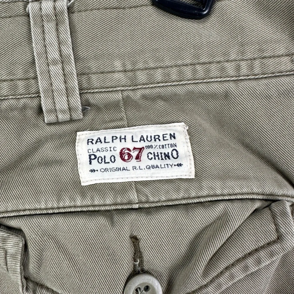 Polo Ralph Lauren Men Cargo Shorts 40 Olive Green Chino Flat Front Pocket Casual